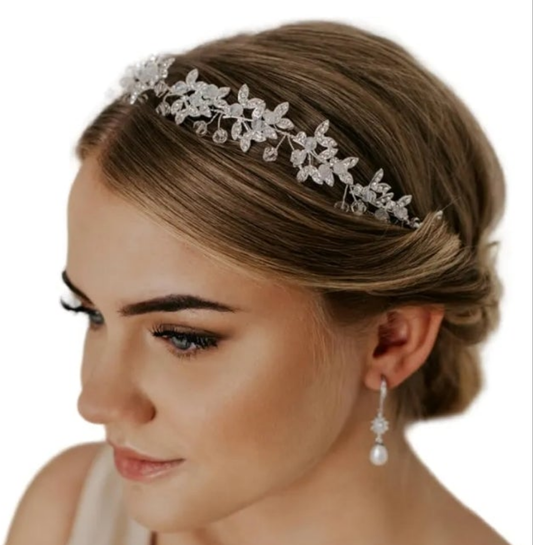 Silver Rhinestone Wedding Headband Tiara Crystal Headpiece Bridal Hair Accessories for Bride Women