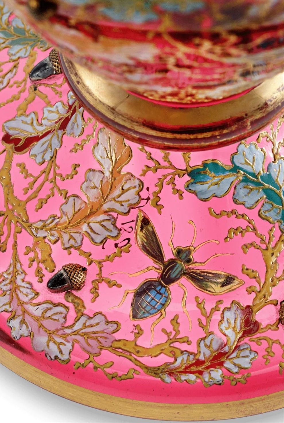 Fabulous Moser Ruby Glass and Enamel Bird Ewer