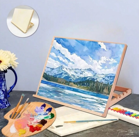 1pc Wooden Artist Easel With Tilted Drawing Board, Foldable Desktop Painting Easel For Sketch, Watercolor, Oil Painting, Multifunctional Display Stand With Wood Fiber Board For Art And Writing pine wood