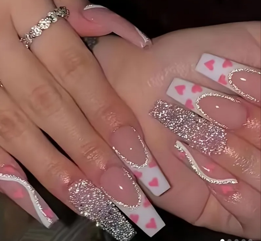 24 pcs acrylic Cocomoney nails with glue and nail accessories