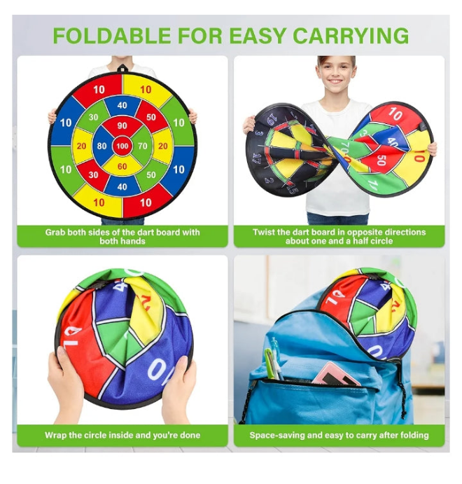 Large Dart Board for Kids, Kids Double-Sided Dart Board with Sticky Balls and Darts, Indoor/Outdoor Sport Fun Party Play Game Toys, Gifts