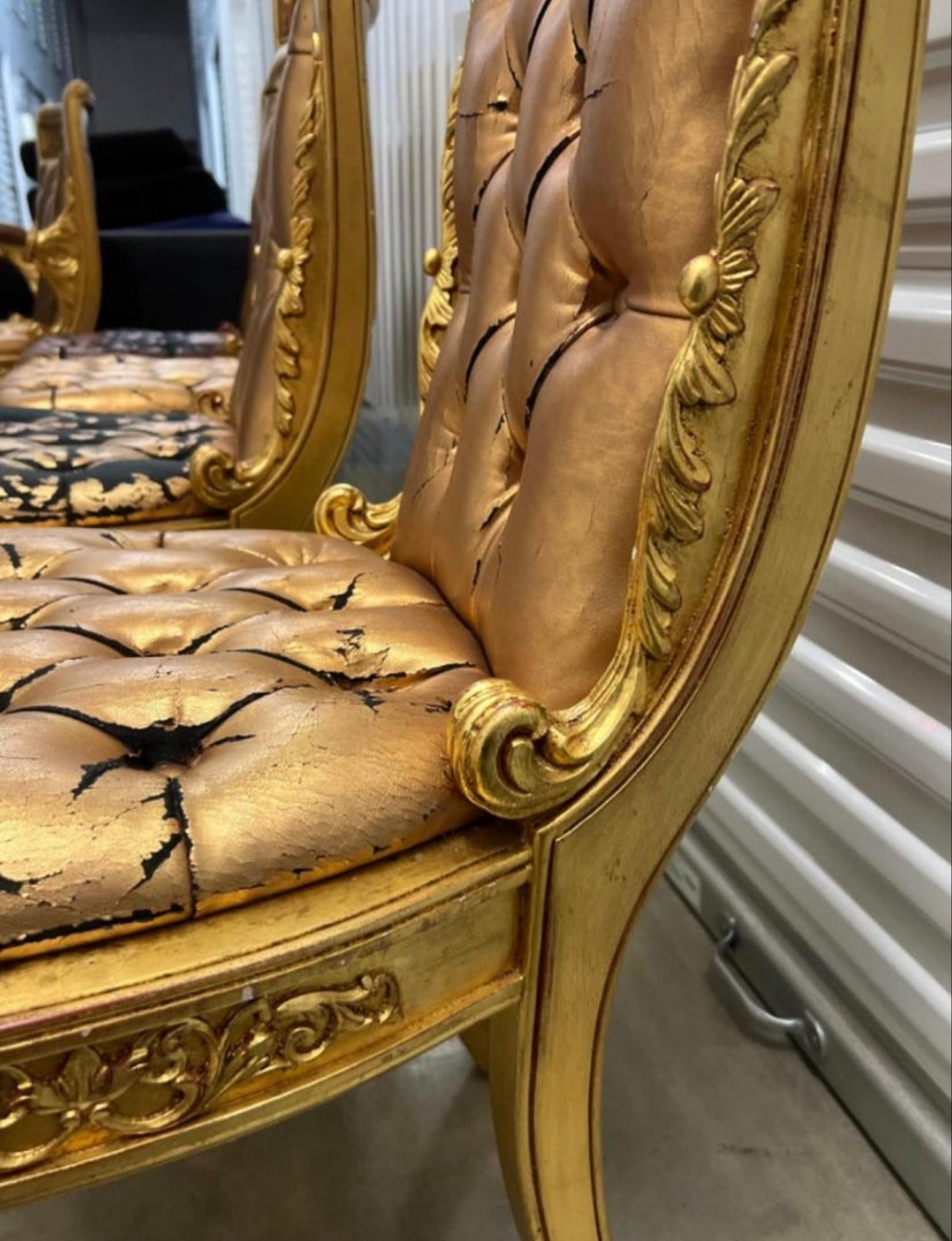 Versace Original Vanitas Gilt Dining Chair Set of 6, Gianni Versace, 1994