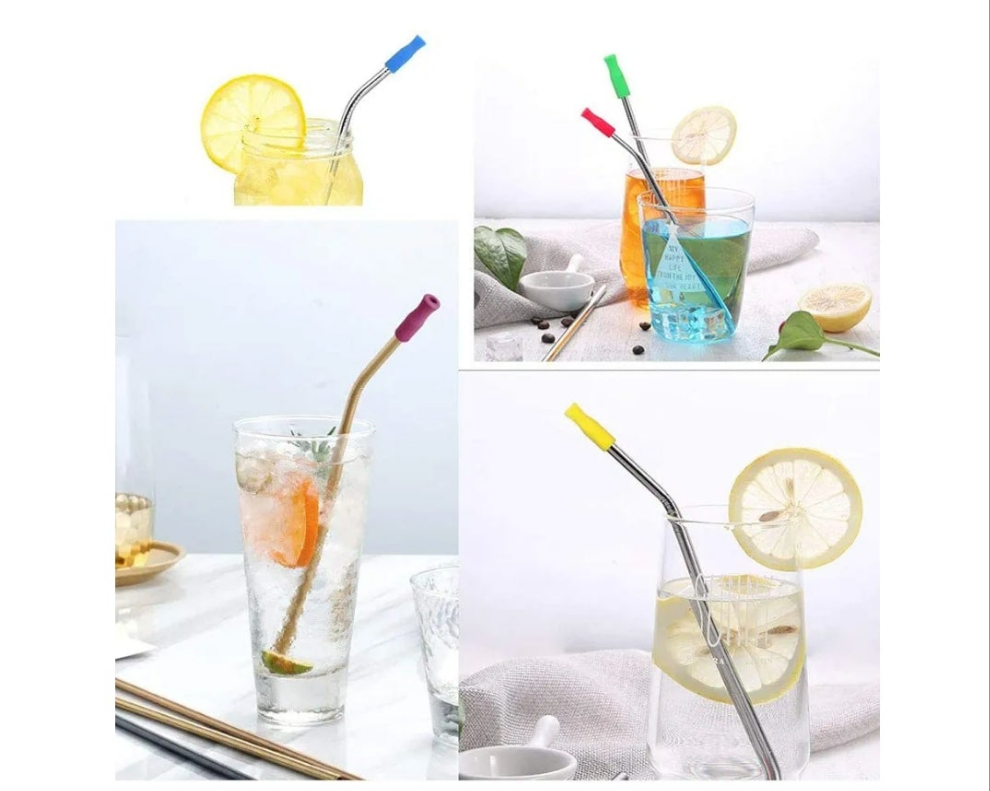 100pcs Straw Tips Reusable Silicone Straws Tips for Meta Several Colors Food Grade Covers Individually Wrapped Silicone Fits for Regular 1/4 Inch Wide Stainless Steel Straws