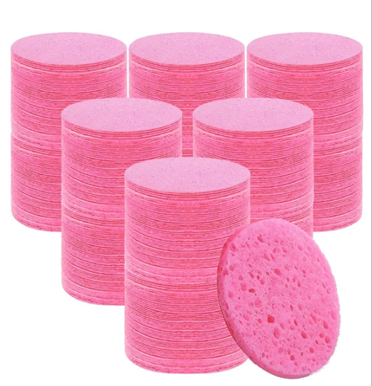300 Count Compressed Facial Sponges for Cleansing Natural Cellulose Cosmetic Spa Sponge for Face Cleansing Exfoliating Makeup or Mask Removal, Pink