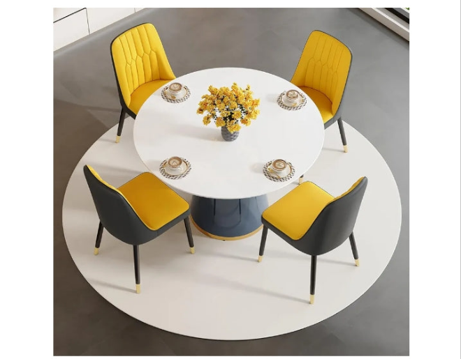 Round Dining Table Set for 4, 45''Round Dining Table Set 4, Modern Round Dining Room Table Set for 4