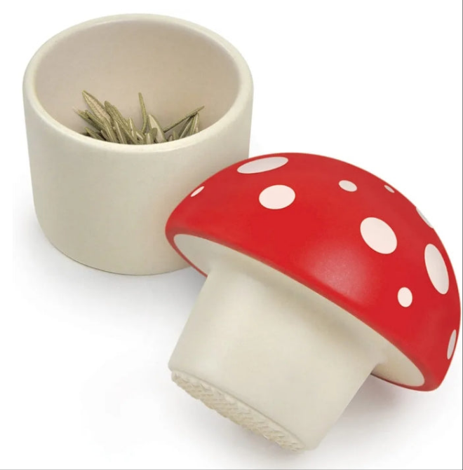 MUSHROOM Herb Grinder, Red/White, 3 inches