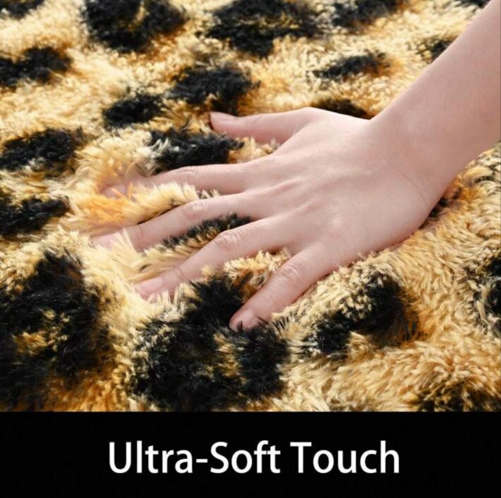 Fluffy Leopard Rug,4×6 feet Premium Cheetah Print Rugs, Soft Comfy Carpet For Bedroom Livingroom Home Decor