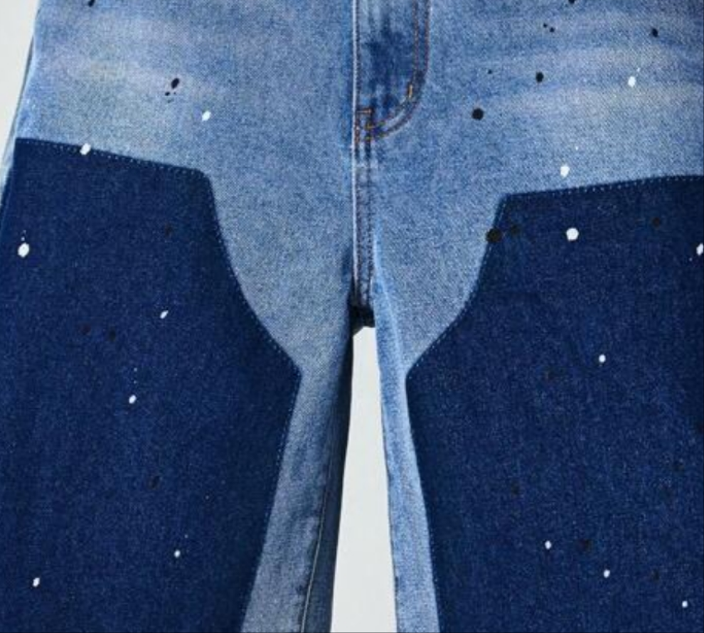 Men's Street Loose Casual Contrast Color Patch Pocket Denim Shorts COCOMONEY