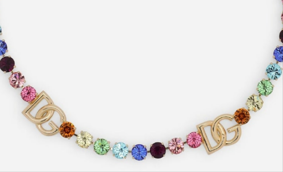 Dolce and Gabana Belt with colorful rhinestones and DG logo with gold plated brass