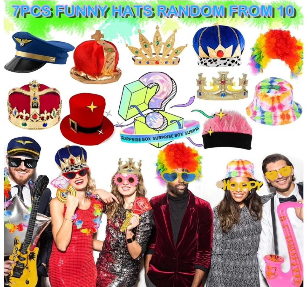 Party supplies Photo Booth Props Set for Adult, Novelty Funny Hats and Glasses, Colorful Wig, Inflatable, Phtot Booth Props Kit for Graduation, Wedding, Birthday, Bachelorette and All Occasions