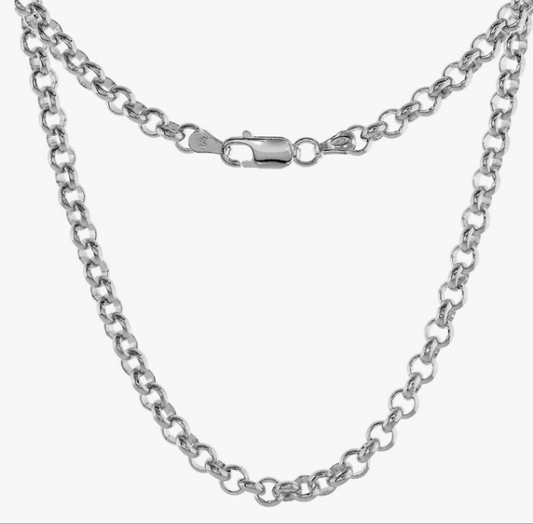 Sterling Silver Italian Rolo Chain Necklace & Bracelet 4mm Medium Thick Nickel Free sizes 7-30 inch
