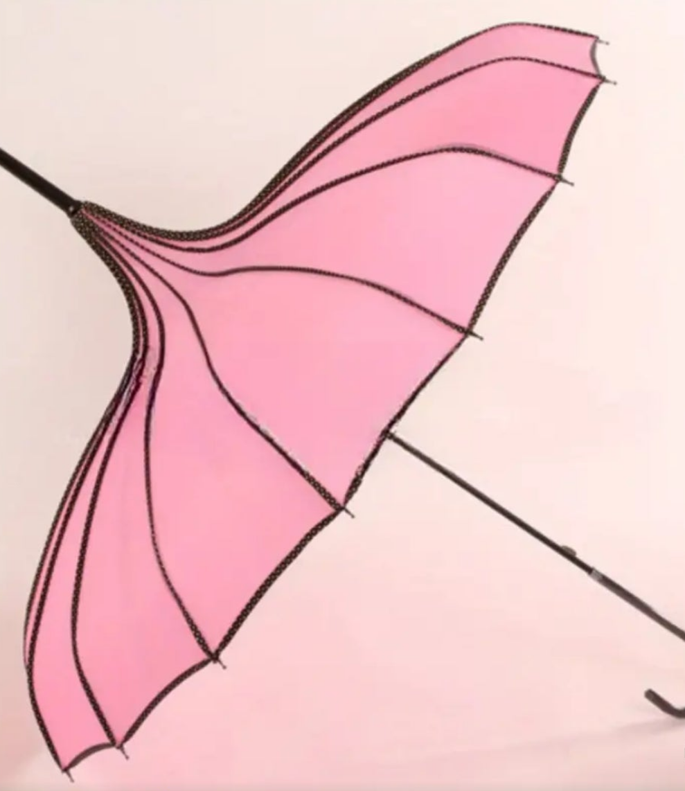 COCOMONEY Pagoda Umbrella, 16 Ribs, Straight Rod, Curved Handle, Lace Trim, Available for Wholesale, Bridal Photography Princess Umbrella.
