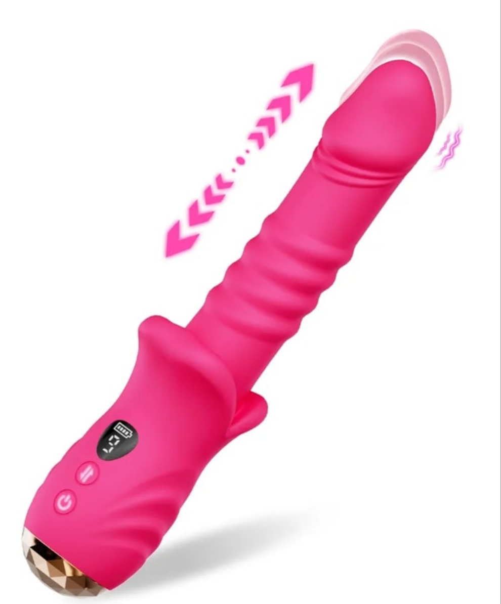 Thrusting Dildo Vibrator Sex Toys, G Spot Vibrator Women Sex Toys with 9*9 Thrusting & Vibrating Modes, Mouth Shaped Realistic Dildos Adult Toys With LED Display, Adult Sex Toy & Games(