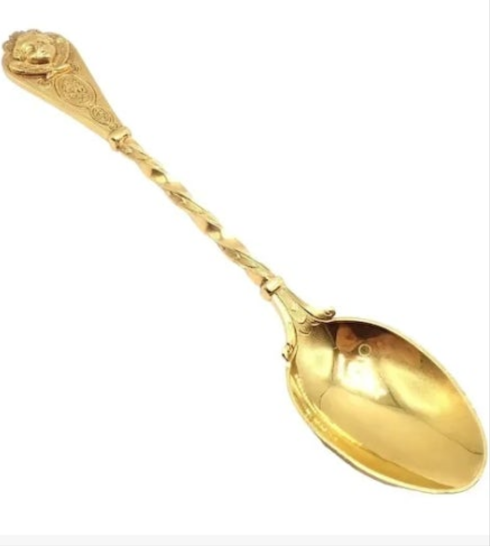 Antique Solid 18k Yellow Gold Sugar Bowl Dish Spoon Abraham Portal Set c. 1779