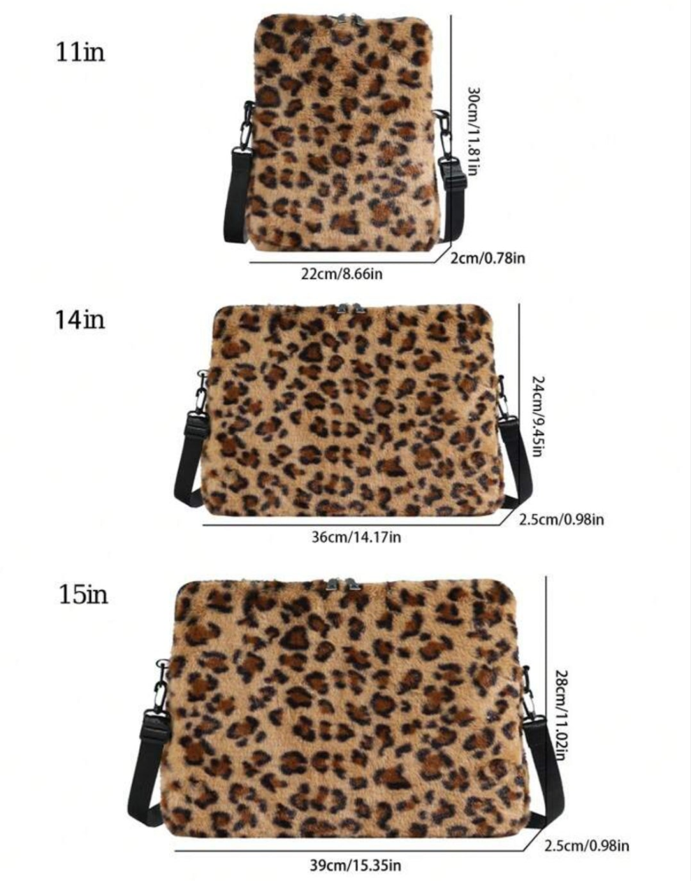 1 Pc Leopard Print Plush Adjustable Shoulder StrapStudent Laptop Bag 11 Inch/14 Inch/15 Inch Adjustable Shoulder Strap Computer Bag Protection Case File Bag Laptop Sleeve Computer Carrying Case Bag 11 14 15 Inch Portable Table Cover Bags For Mac Book For