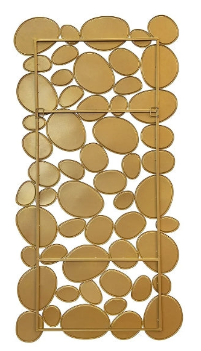 Large Accent Mirror - Pebble Designed Decorative Mirror 23×51 Inch Metal Framed Wall-Mounted Mirror for Entryway Living Room (Gold)