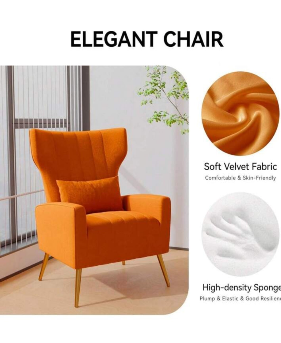 1Pc Modern Velvet Armchair With High Back,Upholstered Accent Chair For Living Room Bedroom