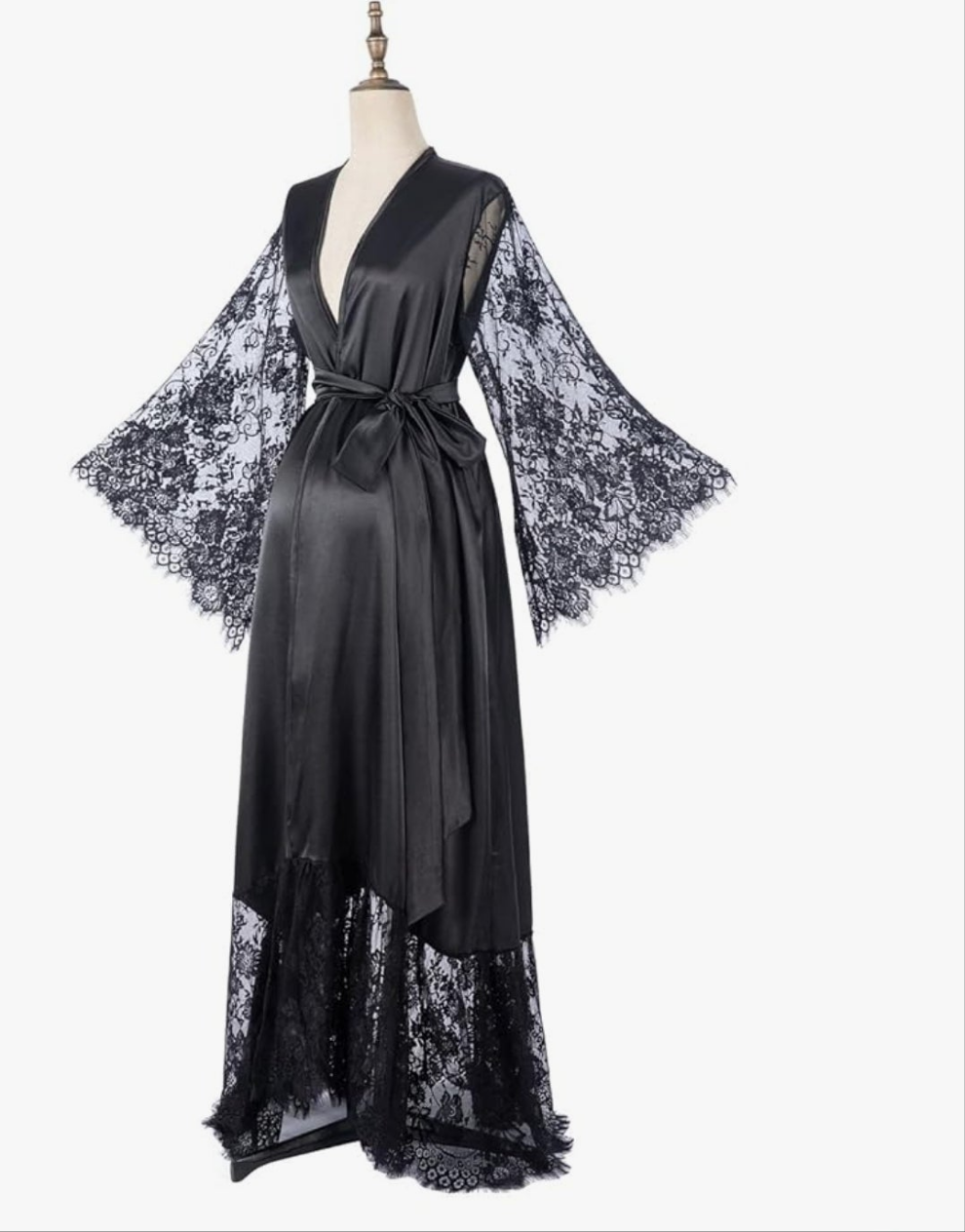 Satin Robe Long Bridesmaid Wedding Bath Robe with belt Robe for Maternity Photoshoot Cocomoney
