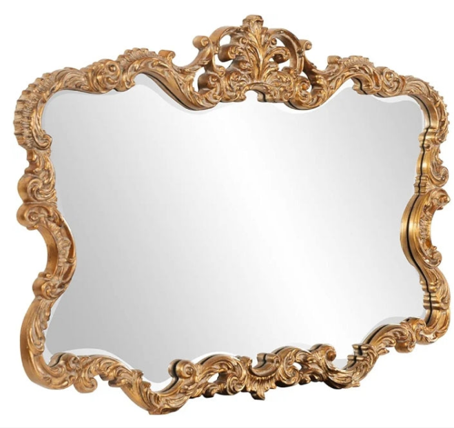 Mirror for Wall Focal Point, Rectangular Vanity Bedroom Wall Mounted Mirror, Resin Frame, Glossy Burgundy, 27 Inch x 38 Inch x