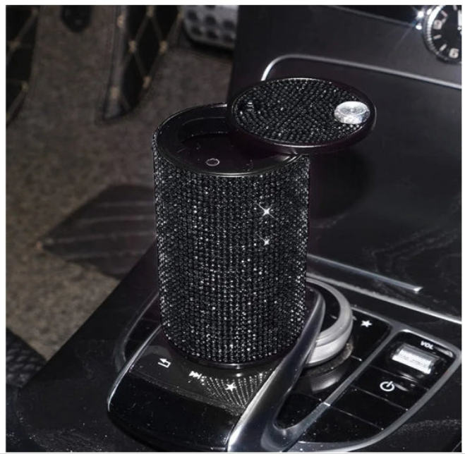 Car Ashtray Hot-drilling Ash Tray For Car Bling Diamond Cigarette Holder With Lid Car Accessories Gifts For Women Car Home Office Decor