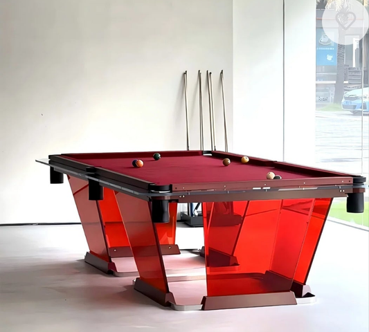 Eight-foot Red Indoor Home Billiard Table with a special free cue ball from Cocomoney