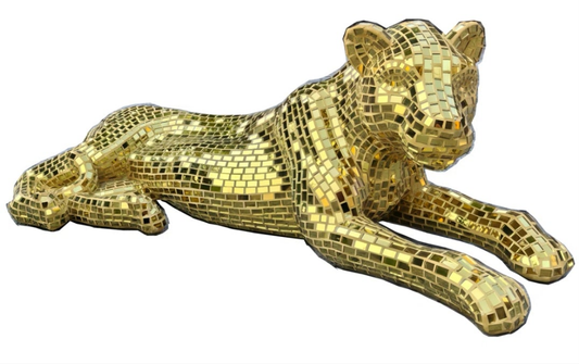 Gold Mirror Floor Leopard Decorative Sculpture