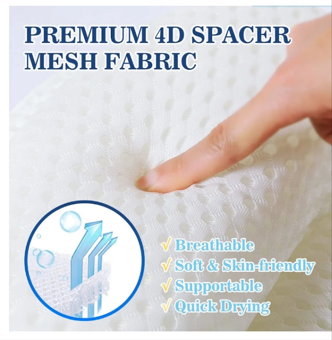 Bath Pillow Bathtub Pillow, Luxury Bath Pillows for Tub Neck and Back Support, Bath Tub Pillow Headrest with Soft 4D Mesh Fabric and Non-Slip Suction Cups, Relaxing Bath Accessories Spa Gifts