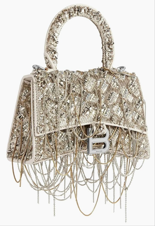 Balenciaga
Hourglass XS Top Handle Bag with Chain Embroidery