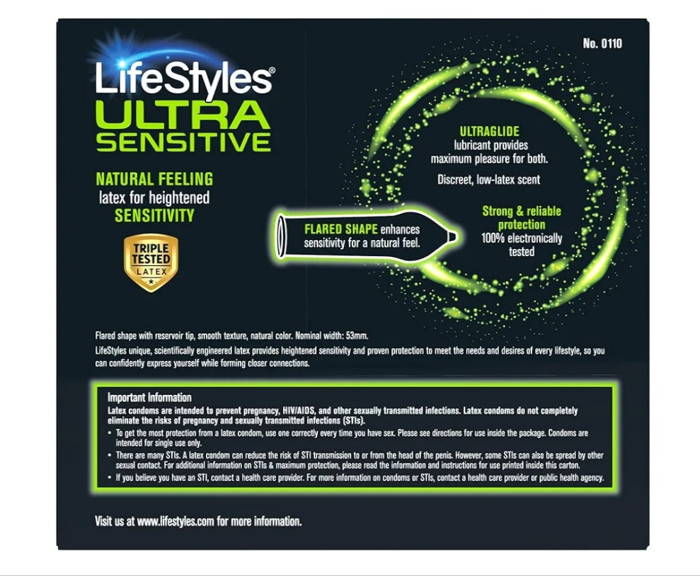 Condoms Ultra Sensitive Premium Lubricated Natural Latex Condoms Value Pack , 1 Pack - Triple Tested for Best Protection, Made with UltraGlide Silicone Lube