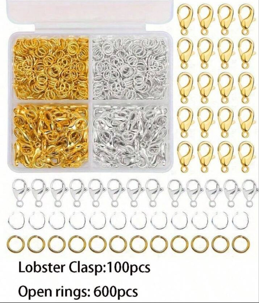 700pcs Lobster Clasps For Jewelry Making, Lobster Claw Clasps With Jump Rings - Premium DIY Connectors For Necklace, Anklet, And Bracelet Closures With Sturdy Plastic Case - Ideal For Jewelry Crafting And Repair