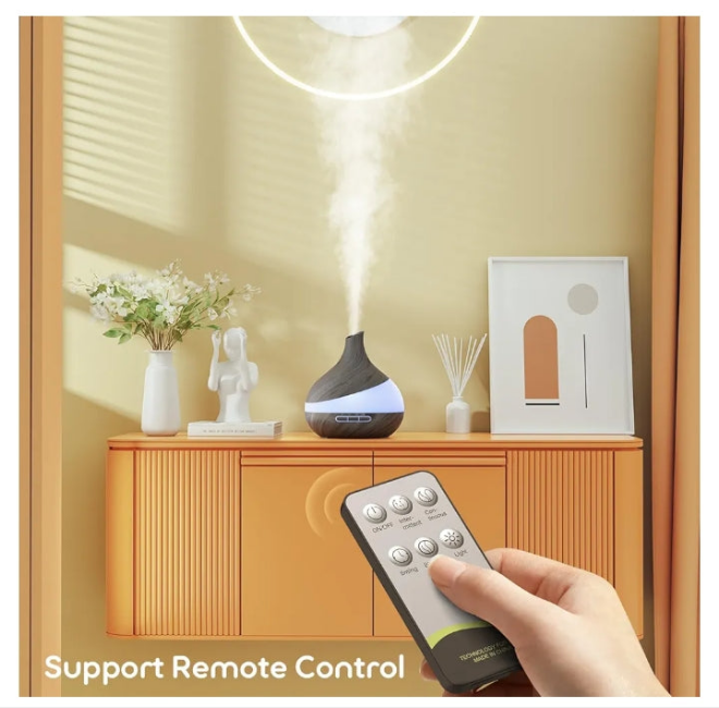 500 ML Essential Oil Diffuser, Upgrade Aroma Diffuser for Large Room, Aromatherapy Diffuser Humidifier with Remote Control 14 Color Lights 4 Timer Setting Auto Shut-Off