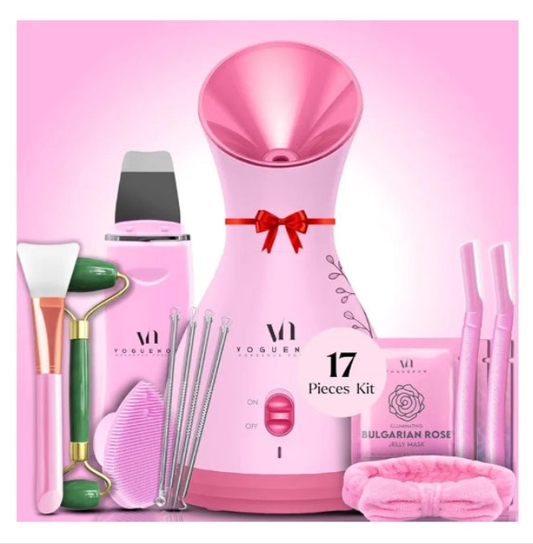 Facial Steamer Spa Gifts with Complimentary 17 Skin Care Tools | Face Steamer Gift Set for Women with Towel Warmer & Humidifier Mode| Self Care Gifts for Women, Spa Gifts,
