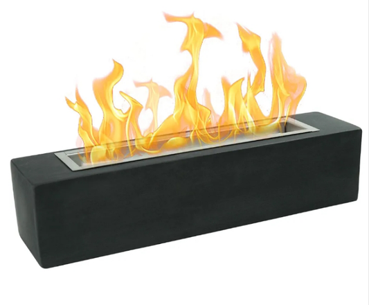 Large Table Top Fire Pit - Rectangular Alcohol Firepit Decorations Concrete Tabletop Fireplace Indoor Outdoor Decor Portable Smores Maker for Patio Balcony Wedding Housewarming Birthday Gifts