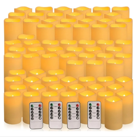 Set of 72 Waterproof Outdoor Flameless Candles, LED Candles with 4 Remote and Timer,(H 4" 5" 6" x D 2.2"),for Wedding Festive or whenever event