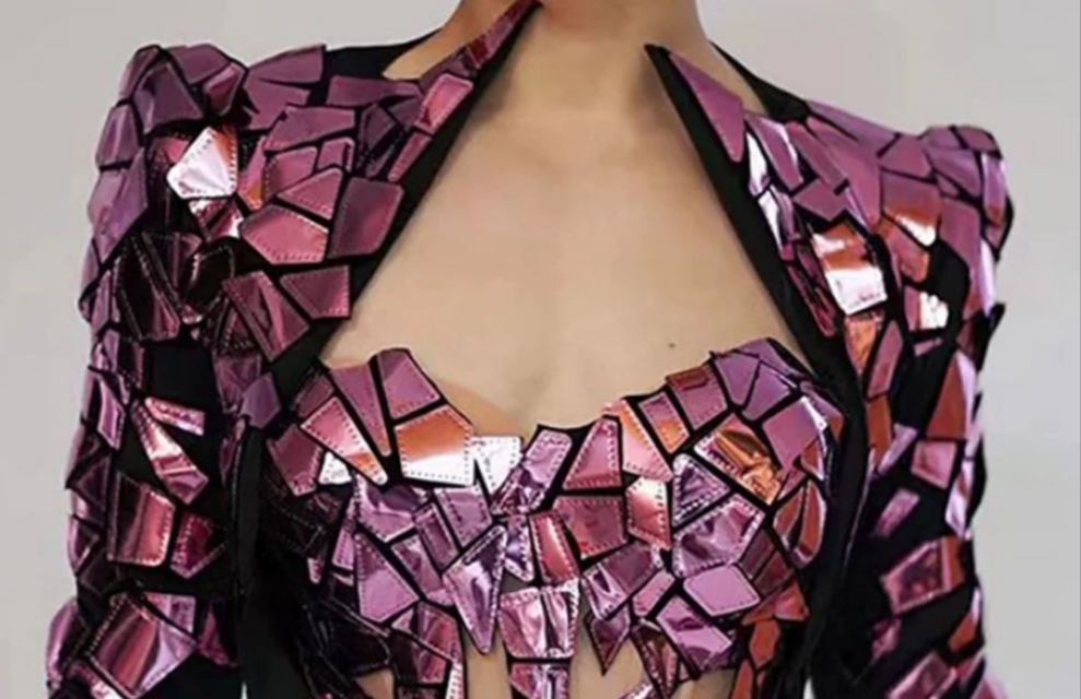 COCOMONEY Mirror Sequin Patchwork Square Neck Mini Dress-Black