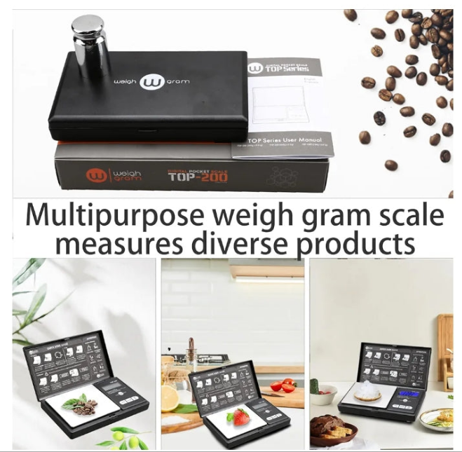 200g Digital Pocket Gram Scale 0.01g Accuracy, 200g x 0.01g Mini Digital Grams Scale, Small Food Scale, Jewelry Scale, Ounces Grains Scale With100g Calibration Weight