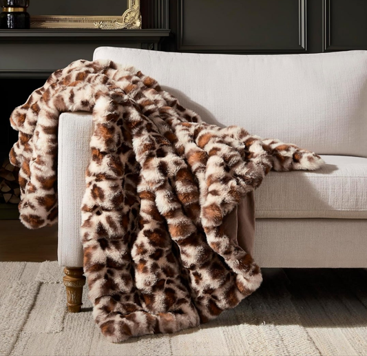 Cheetah Leopard Print Bubble Throw Blanket, Luxury Faux Fur Mink Plush Throw for Couch, Sofa and Bed, Soft Fluffy Fuzzy Cozy Blanket, Thick and Warm, 50x60 inches