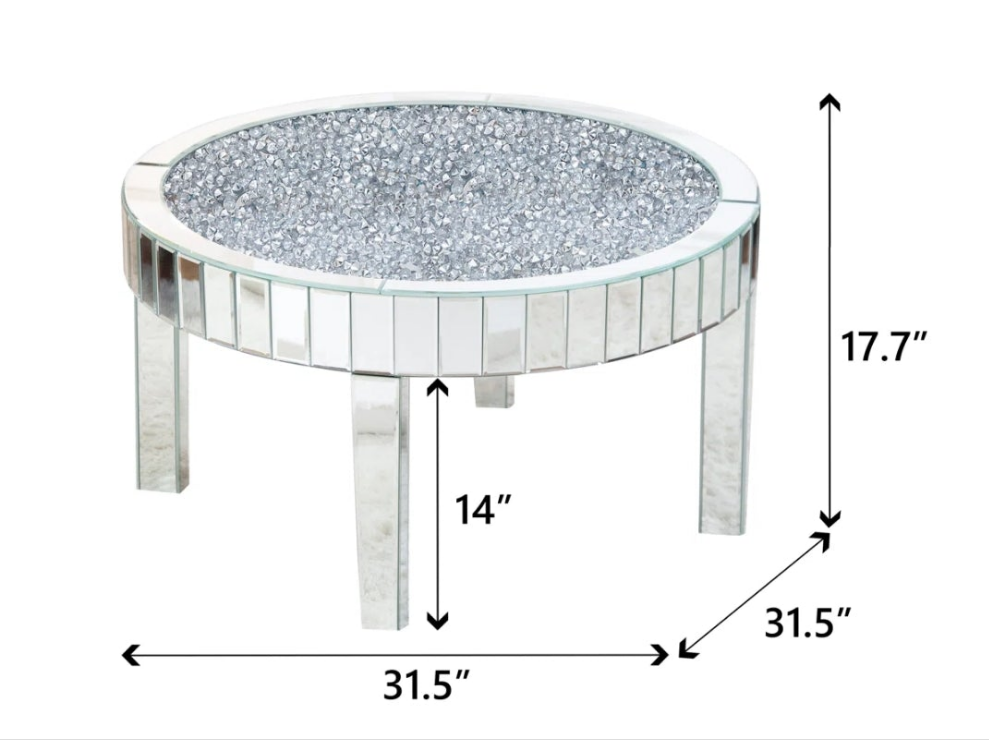 Mirrored Glass Coffee Table with crushed crystals