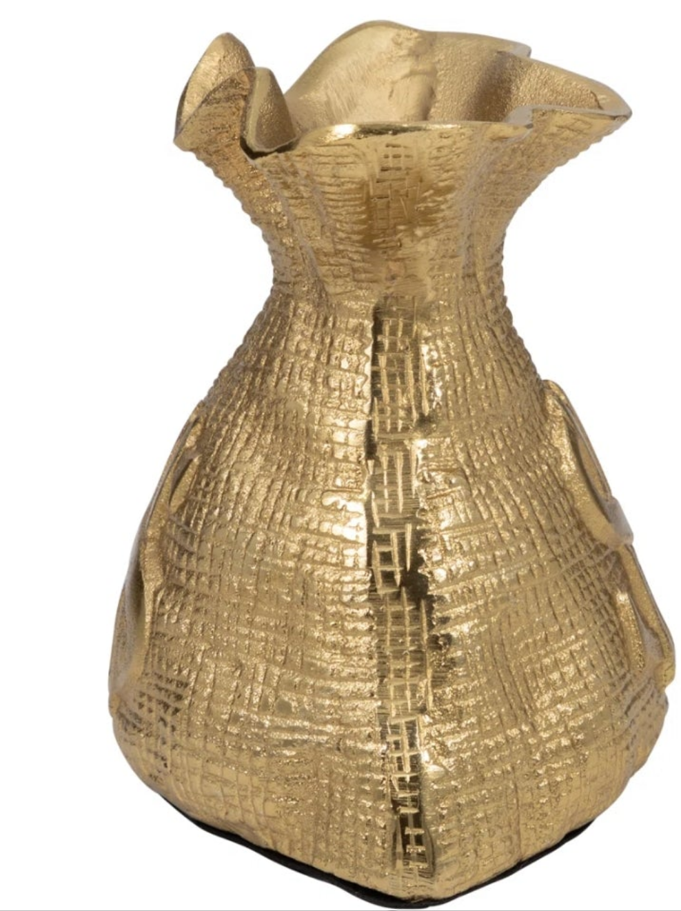 Money Bag Decor Gold Metal Aluminum you can hold stuff inside it money flowers condoms whatever
