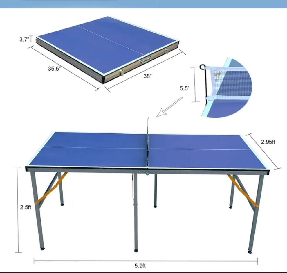 Tennis Table Foldable & Portable Ping Pong Table Set, 2 Table Tennis Paddles & 3 Balls