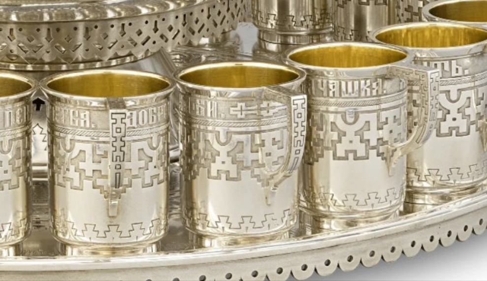 ANTIQUE Russian Imperial Silver Punch Set from Czar Alexander III