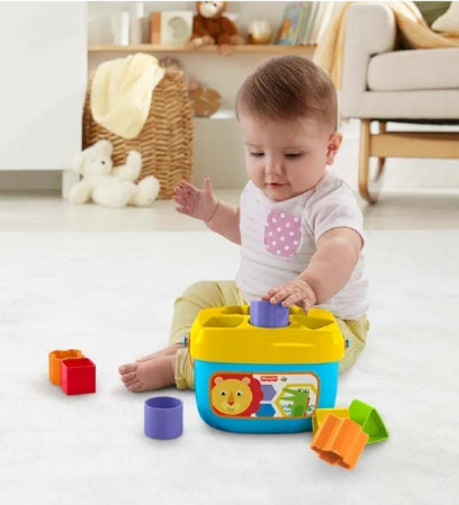 Baby's First Blocks, Stacking Toy Set of 10 Shapes for Sorting Play, for Infants Ages 6+ Months