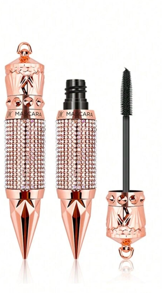 Silk Fiber Mascara Rhinestone Decorative Shell Mascara , Waterproof Smudge Proof Elongate Eyelashes Makeup Tool , Natural Thick Curling Mascara