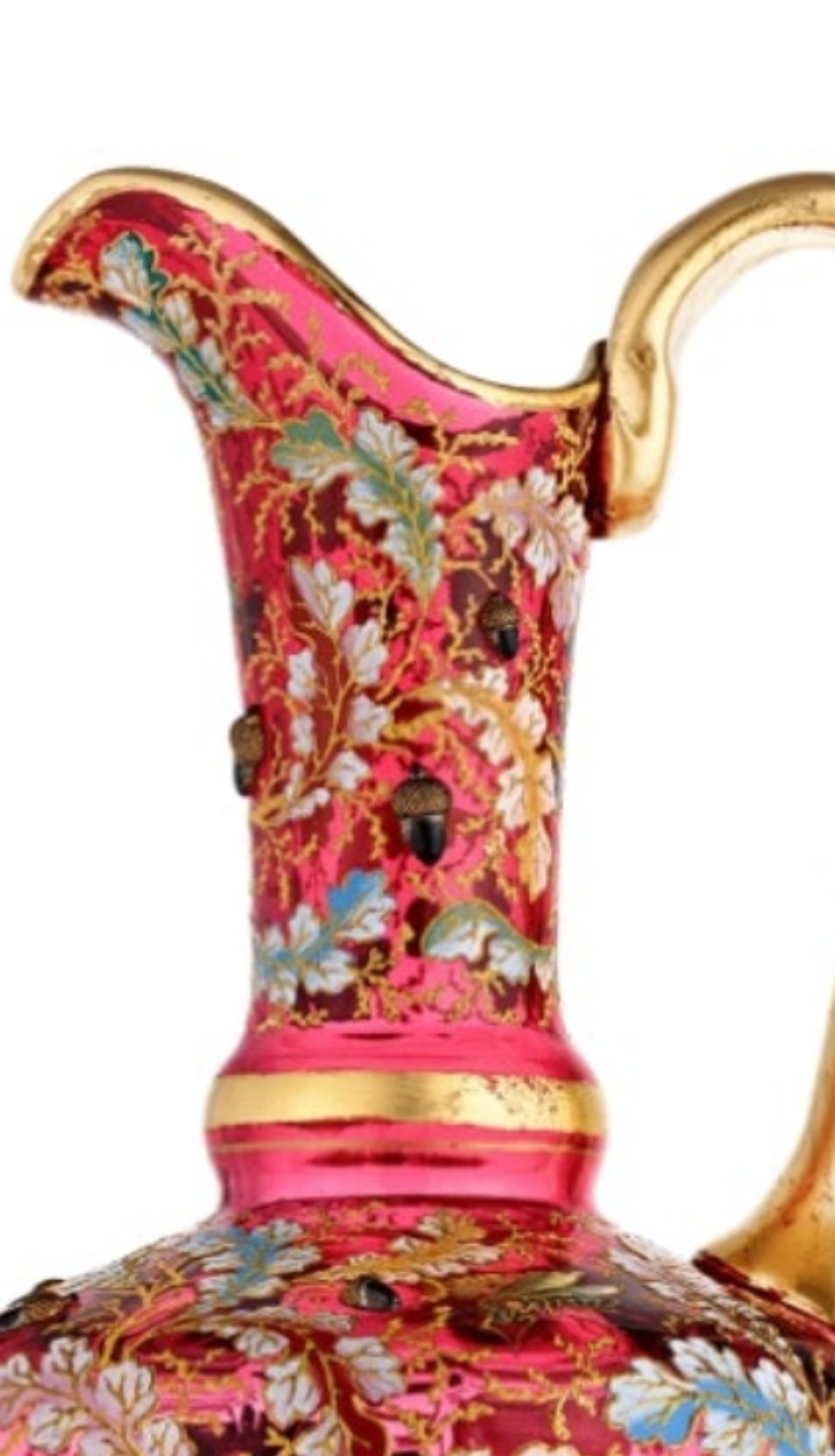 Fabulous Moser Ruby Glass and Enamel Bird Ewer