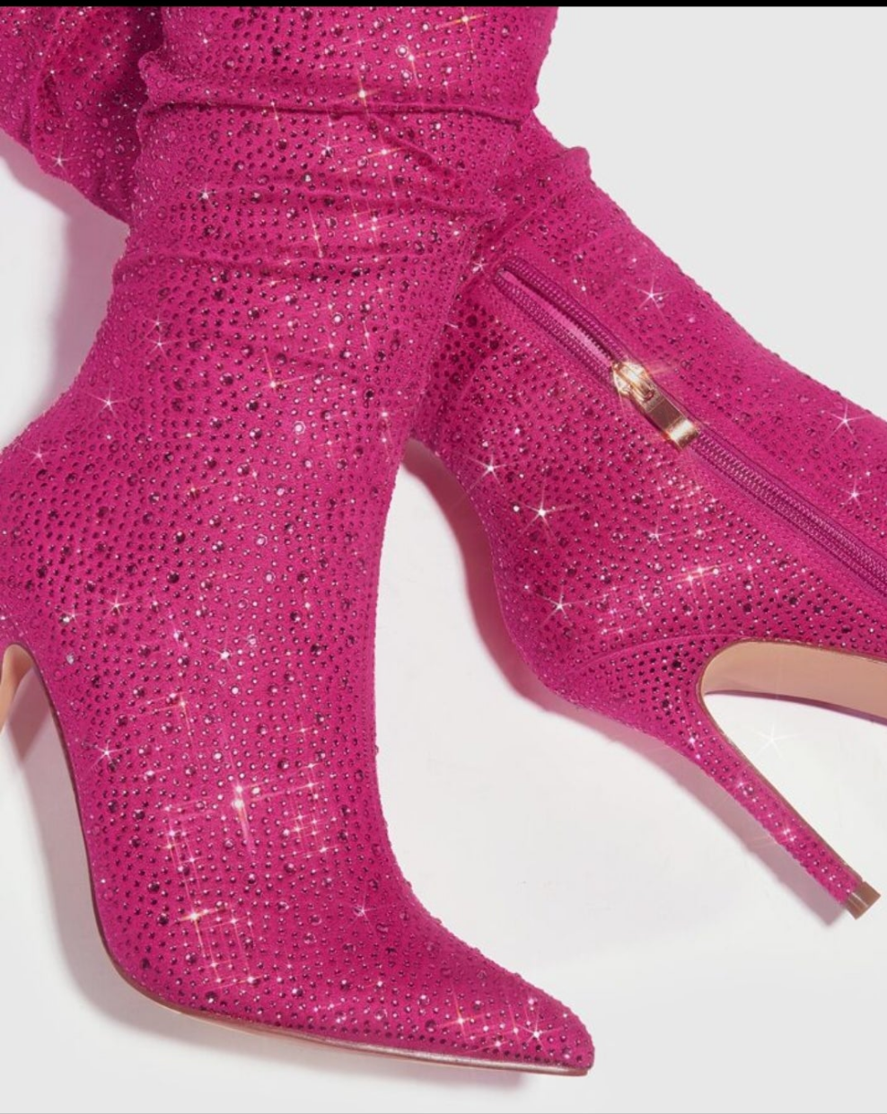 Rhinestone high heel boots