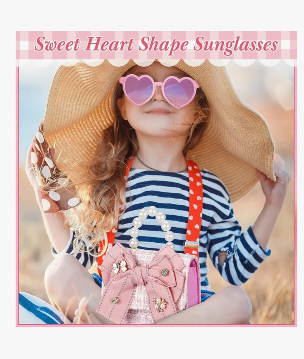 Mini Purse Cute Bowknot Crossbody Bag with Pearl Bow Sunglasses Box Set Travel Handbag for Women Birthday Easter Gift
