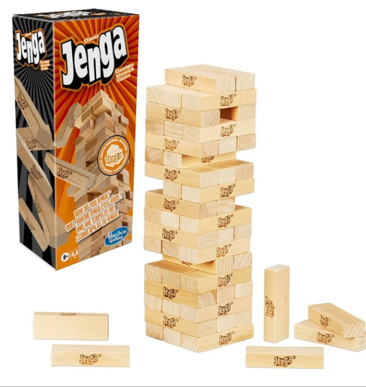Hasbro Gaming Jenga Classic Game with Genuine Hardwood Blocks,Stacking Tower Game for 1 or More Players,Kids Ages 6 and Up