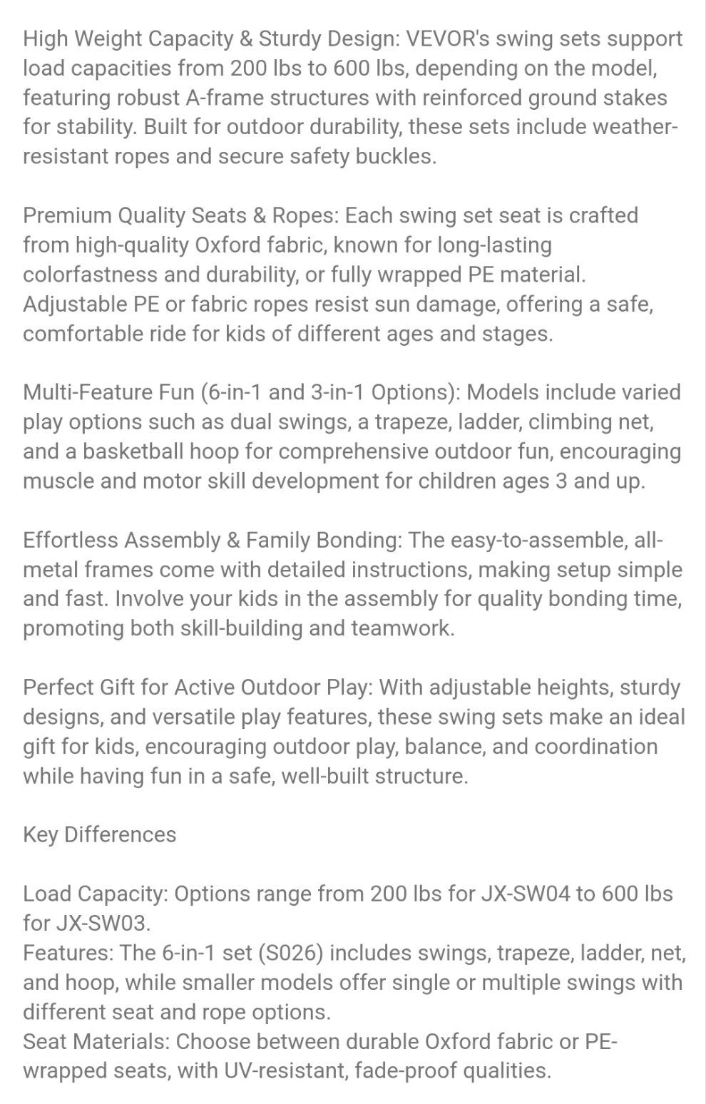 Swing Sets For Backyard, 600lbs/440lbs/200lbs Load Capacity Swing Set, Heavy Duty A-Frame Metal Swing Stand And Adjustable Rope, Swingset Outdoor For Kids ﻿