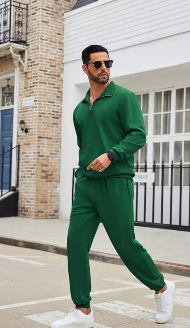 Men's Tracksuit 2 Piece Quarter Zip Sweatsuit Sets Casual Athletic Running Jogging Suits