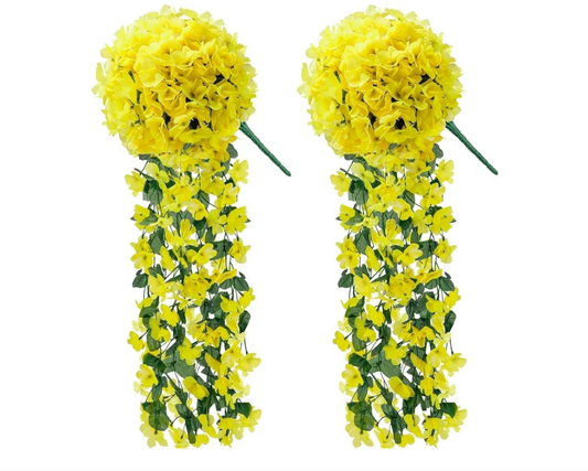 2 Packs Fake Hanging Plants Artificial Flowers for Outdoors Red UV Resistant for Home Porch Balcony Garden Patio Decor with 2 planters or 2 hanging planters